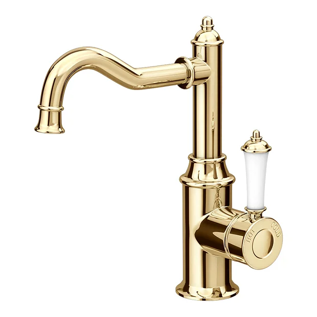Trafalgar Traditional Gold Mono Basin Mixer Tap 2 Trafalgar Traditional Gold Mono Basin Mixer Tap - Image 2