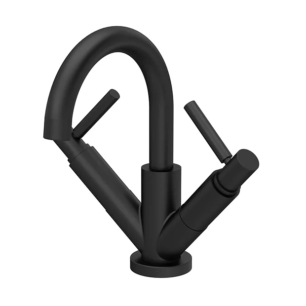 Hudson Reed Tec Lever Mono Basin Mixer Tap Inc. Swivel Spout & Waste - Matt Black 2 Hudson Reed Tec Lever Mono Basin Mixer Tap Inc. Swivel Spout & Waste - Matt Black - Image 2