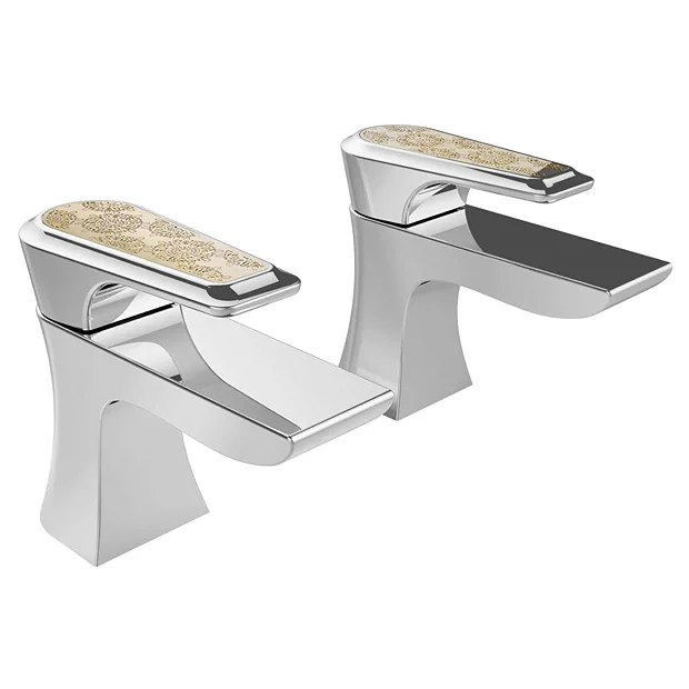Heritage Lymington Lace Gold Bath Pillar Taps 2 Heritage Lymington Lace Gold Bath Pillar Taps - Image 2