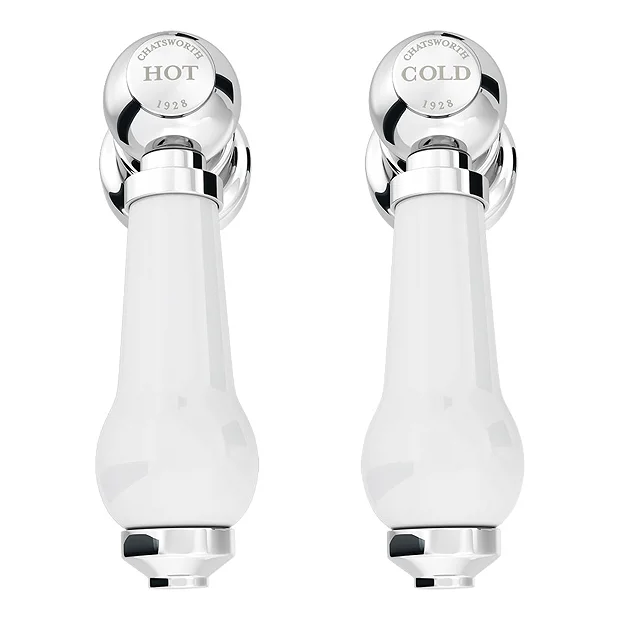 Chatsworth 1928 Traditional White Lever Pillar Bath Taps 1 Chatsworth 1928 Traditional White Lever Pillar Bath Taps