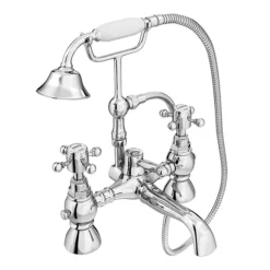 Chatsworth 1928 Traditional Bath Shower Mixer Tap With Adjustable Shrouds For Roll Top Baths -Faucet Shop trad03dstpws01 d1