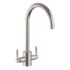 Rangemaster Aquatrend Dual Lever Kitchen Mixer Tap - Brushed Finish