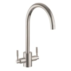 Rangemaster Aquatrend Dual Lever Kitchen Mixer Tap - Brushed Finish