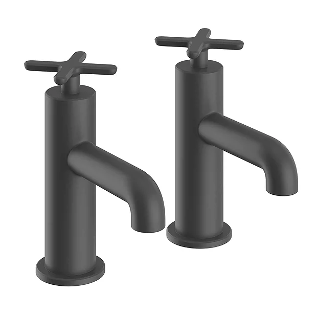 Heritage Salcombe Bath Pillar Taps - Matt Black 1 Heritage Salcombe Bath Pillar Taps - Matt Black