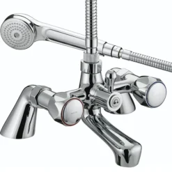 Bristan - Club Pillar Bath Shower Mixer - Chrome With Metal Heads
