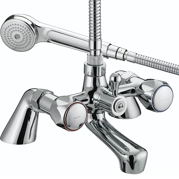 Bristan - Club Pillar Bath Shower Mixer - Chrome With Metal Heads 1 Bristan - Club Pillar Bath Shower Mixer - Chrome With Metal Heads