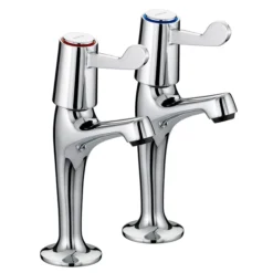 Bristan - Value Lever High Neck Pillar Taps With 3" Levers