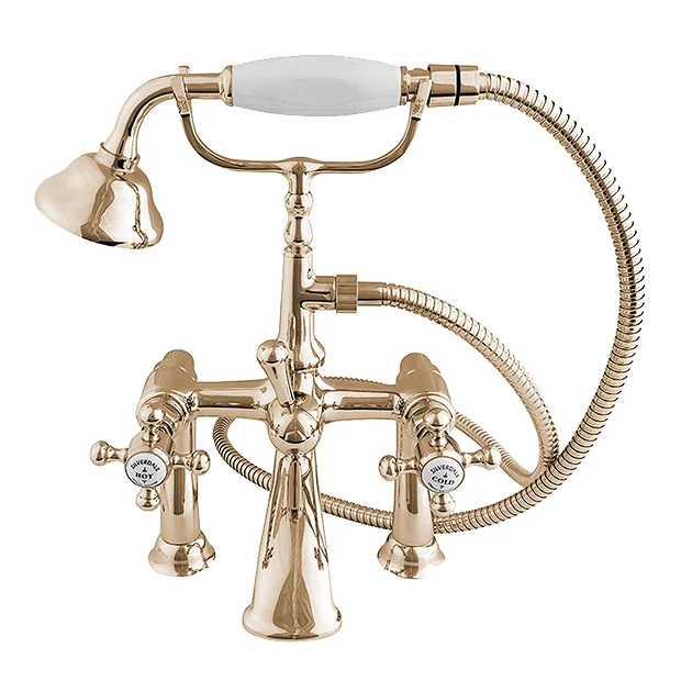 Silverdale Victorian Bath Shower Mixer Taps Gold 1 Silverdale Victorian Bath Shower Mixer Taps Gold