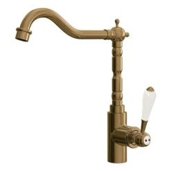 Venice Traditional Single Lever Kitchen Mixer Tap With Swivel Spout - Brushed Gold