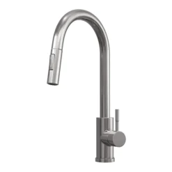 Venice Brushed Steel Kitchen Sink Mixer With Pull-Out Hose And Spray Head -Faucet Shop vnksm454 d1