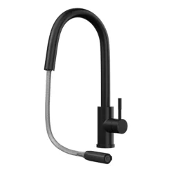 Venice Matt Black Kitchen Sink Mixer With Concealed Pull Out Hose And Spray Head