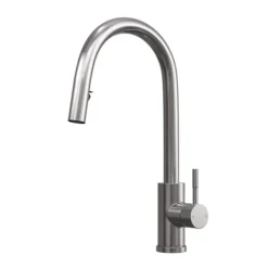 Venice Brushed Steel Kitchen Sink Mixer With Concealed Pull Out Hose And Spray Head -Faucet Shop vnksm458 d1