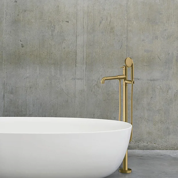 Crosswater - MPRO Industrial Bath Shower Mixer Floor Standing Brushed Brass 1 Crosswater - MPRO Industrial Bath Shower Mixer Floor Standing Brushed Brass