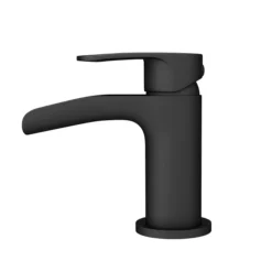 Valencia Matt Black Waterfall Basin Mixer Tap + Waste -Faucet Shop vwft1blk d2