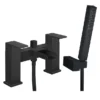 Monza Matt Black Waterfall Bath Shower Mixer Taps + Shower Kit
