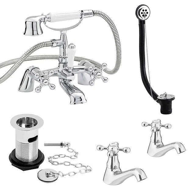 Nuie Traditional Viscount Bath Shower Mixer Pack - Chrome 1 Nuie Traditional Viscount Bath Shower Mixer Pack - Chrome